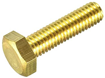 sourcing map Bulloni esagonali in ottone, M8 x 30 mm, 1 pezzo, completamente filettato, grado 4.8, viti a testa esagonale, per macchinari