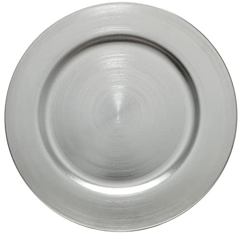 CN.JIAHE Platzteller aus Kunststoff, rund, 33 cm, 8 Stück, Platzteller für Abendessen, Hochzeit, Party, Event-Dekoration (Metallfolie, Silber)