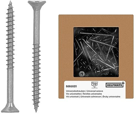 HELPMATE - Vis universelles tête fraisée 5x60 acier inoxydable A2-100 vis à bois avec entraînement en T et filetage partiel - Vis pour panneaux de particules pour l'intérieur et l'extérieur
