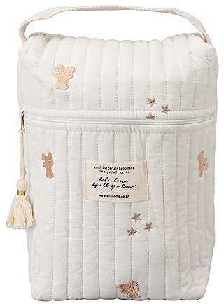 Hapivida Sac pour Biberon, Pochette pour Repas de Bébé, Pliable Sac pour Biberon Portable avec Motif Brodé pour Lingettes, Couches, Boissons Aux Fruits(Un)