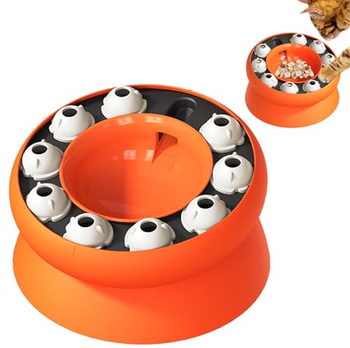 Duuclume Cat Slow Feeder Elevated Bowl für langsam fressende gesunde Ernährung, Katzen Hunde Puzzle Spielzeug Treat Dispenser interaktive für Stimulierung(Orange)