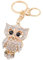 Gierzijia Niedliche Eule Schlüsselanhänger, Strass Eule Anhänger Schlüsselanhänger Ring für Geldbörse Handtasche Tasche Brieftasche, Weiss/opulenter Garten, Einheitsgröße