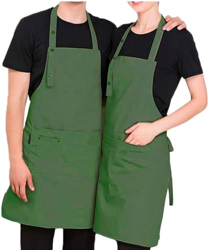Delantal Cocina Hombre .2 Uds.Mandil cocina mujer, Delantal Camarero, Resistente a la Humedad. 3 Bolsillos, Barbacoa, Mandil camarero.