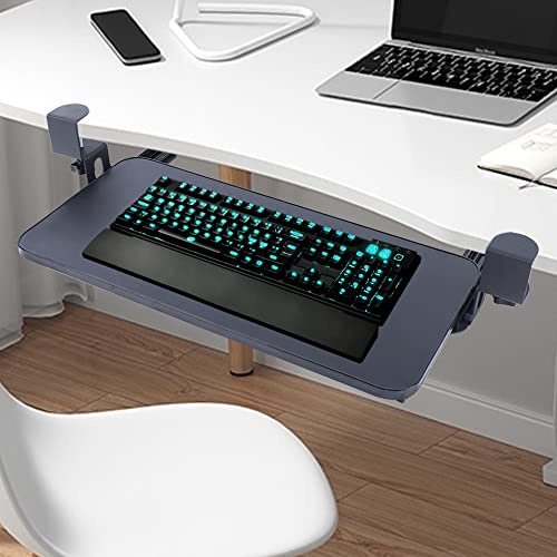Shiyinge Bandeja extraíble para teclado, bandeja para teclado, soporte para teclado, mesa de ordenador, extraíble ajustable, para escritorio, cajón, oficina en casa, negro, 52 x 25 cm