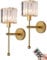 Non Hardwired Wall Sconces Battery Operated Wall Lights set of 2, Wireless Glass Wall Lighting Fixture with Remote & Rechargeable Bulbs, No Wires Lamp for Living Room Bedroom Bathroom Porch Corridor (