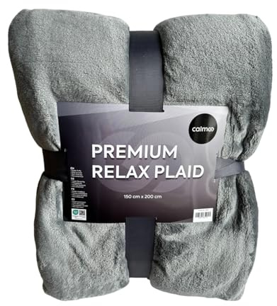 calmoo® Kuscheldecke Premium Relax Plaid, DeluxeWohndecke, 150x200 cm, XL, Oeko-Tex Zertifiziert, Fleecedecke, Super kuschelig & warm, flauschig, grau