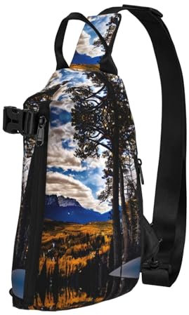 WURTON Rustikaler Cross-Rucksack, Motiv: alte Scheune, Holzdruck, leicht, für Reisen, Wandern, Rocky Mountain Range, Einheitsgröße