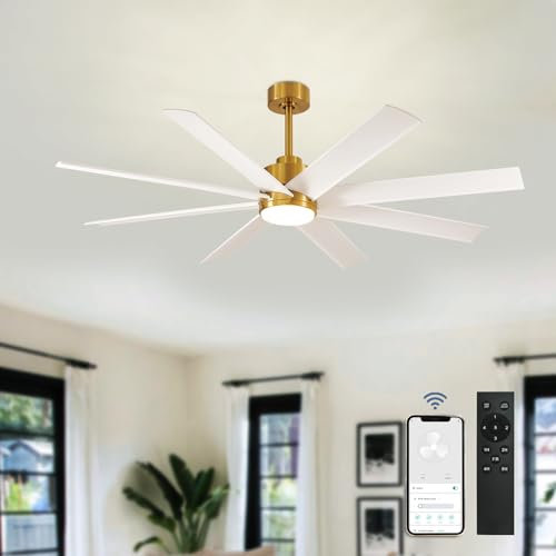 Depuley Ceiling Fans with Lights Remote Control,60 Reversible Industrial Ceiling Fan Light with App Control,8 Plywood Blades,3 Light Colors Change Ceiling Fans for Indoor and Covered Outdoor