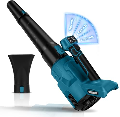 Souffleur à Batterie Compatible avec Makita 18V Souffleur de Feuilles sans Fil, Moteur sans Balais, pour L'entretien des Pelouses, Auto Vitesse de L'air 188km/h, Débit d'air 720m³/h (sans Batterie)