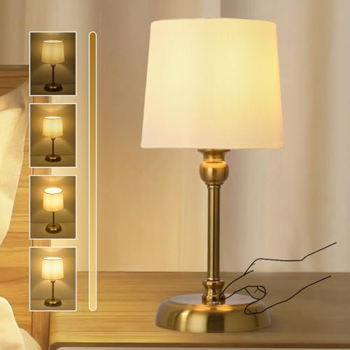 YOIZO Bedside Lamps, Rechargeable Cordless Table Lamp with Stepless Dimmable, 6000mAh Battery Operated Lamp with Brightness Memory, Portable Wireless Touch Bedroom Lamps for Living Room - Gold