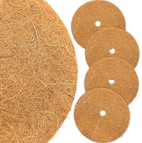 Akuoly Kokosmatten Winterschutz für Pflanzen 40cm Kokos-Mulchscheibe für Topfpflanzen Pflanzenschutz Kälteschutz, 4 Stück