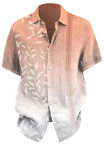 Chemise florale boutonnée pour homme 2024, rose gold, 3XL