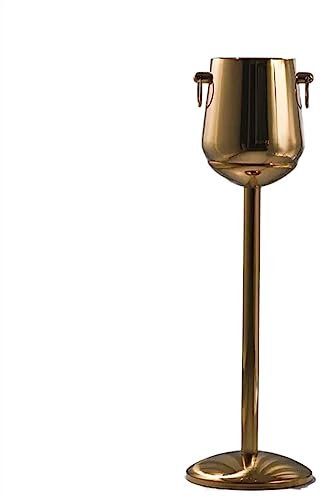 ZGFOZJGC Eiskübel Eiskübel mit Ständer Goldener Weinkübel und Ständerhalter aus Edelstahl für Bier, Wein, Champagner und mehr für Partys zu Hause, KTV, Clubbar, isolierter Eiskübel
