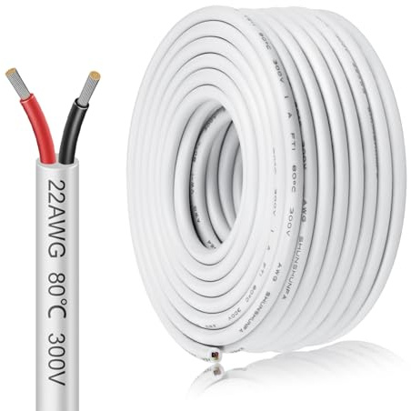 2 cables eléctricos de 0,3 mm², 10 metros, 22 AWG, cable de 2 hilos, cable subterráneo de 5 V/12 V/24 V, cable de cobre estañado, cable de alimentación de 300 V, flexible y suave, resistente a altas