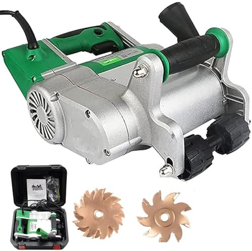1100w Mauernutfräse Schlitzfräse, 1600u/Min Wandschlitzer Mauerfräse,Professionelle Staubfreie Wandschlitzmaschine,Mit Sägeblatt,Keine Kartenmaschine, Für Ziegel Beton Marmor Granit,25+35mm