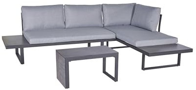 dasmöbelwerk Gartenlounge Loungeset Ecksofa Balkonset Nairobi 3tlg. Aluminium/HPL anthrazit