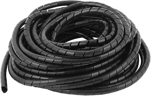 shinfly 2×6 m Set Avvolgicavo a Spirale,Flessibile Cable Management per TV/PC/Stereo, Kit Organizzazione Cavi Elettrici,Include 6m (Ø 8mm) + 6m (Ø 10mm) e 10 Fascette,Colore Nero