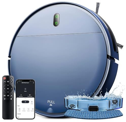 Omeser Robot aspirateur et serpillière 2 en 1, Wi-FI/Application/Télécommande, idéal pour Les Poils d'animaux, Les sols durs et Les moquettes à Poils Ras.