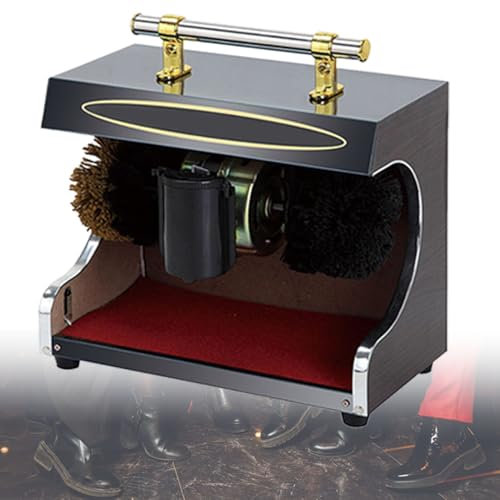 Shoe Polisher Automatic Induction Shoe Polish Mechanical Polishing Machine Electric Shoe Brush for Family Hotel Bank Office Shoe Brushes, with Double Combination Brush,Black