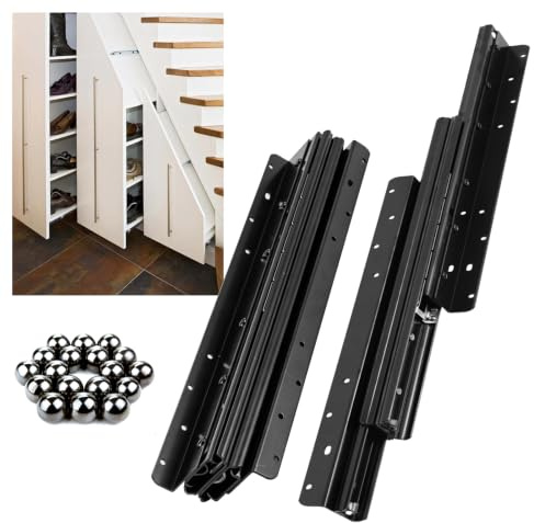 Undermount Heavy Duty Drawer Slides 800-1850mm 120kg | Bottom Mount Drawer Runners, Full Extension Ball Bearing Slides, Ideal for under Stairs/Kitchen/Wardrobes/Cabinets.