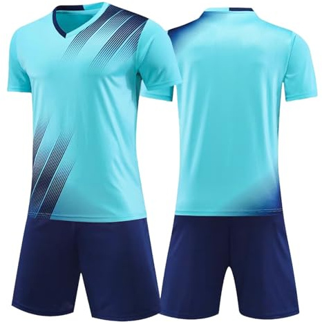 Keyck Fußballtrikot Kinder Set Fußball Trikot Jungen Sportanzug 7-13 Jahre | Atmungsaktiv Trainingsanzug, Schnelltrocknend, Jogginganzug, 2-Teilig Sport T-Shirt Und Shorts, Basketball Sportbekleidung