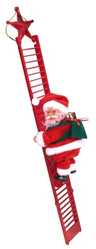 TYUIOP Weihnachtsmann auf Leiter 65cm | Kletternde Weihnachtsdekoration mit Stern | Rote Xmas Figur für Garten & Wohnung | Festliche Outdoor & Indoor Deko