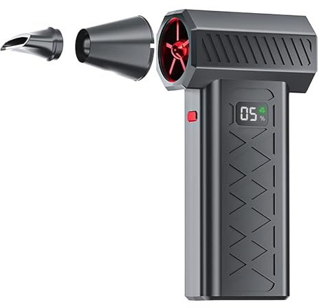 Elektrische Staubgebläse,6-Gang 130.000 U/min Druckluftpistole,Kabellos USB Wiederaufladbar Mit 6000mAh Akku,LED-Licht,LCD-Display,Mit Sicherheitshammer, Druckluftspray,für Laptop,Tastatur,Auto,Sofa
