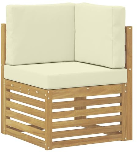 vidaXL Outdoor Ecksofa Massivholz Akazie Weiß, Gartenmöbel für draußen, wetterfest, schicke Balkon-Layouts, Flexibles Design, Robustes Holz