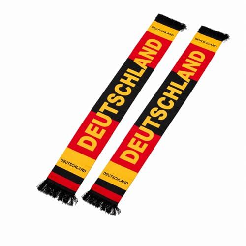 TrendandStylez Deutschland Schal 2er Set (130x14 cm) - Fanschal Schwarz-Rot-Gold mit Fransen - Fanartikel Doppelpack für Fußball EM 2024, WM & Public Viewing - Stadion Fan-Schal für Damen, Herren