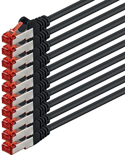 10x 0,5m - Câble patch câble réseau Cat 6 Cat6 RJ45 SFTP - noir