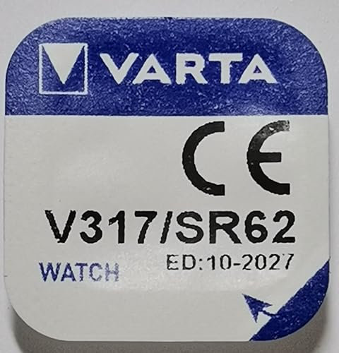 Varta Watch Battery Type: V317 Voltage: 1.55 V Size: 1.6 mm Diameter: 5.8 mm Blister Pack with PDA-Point