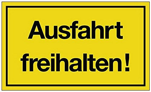 Hinweiszeichen Hinweisschild B 250 x H 150 mm -Ausfahrt freihalten- schwarz/gelb