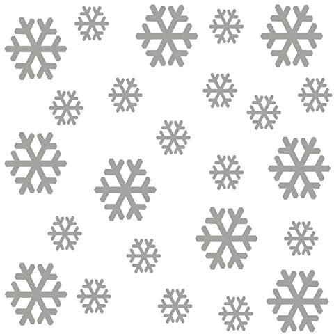 kleb-Drauf | 24 Schneeflocken | Silber - glänzend | Wandtattoo Wandaufkleber Wandsticker Aufkleber Sticker | Wohnzimmer Schlafzimmer Kinderzimmer Küche Bad | Deko Wände Glas Fenster Tür Fliese