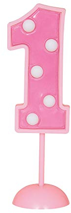 Pink Flashing Number 1 Cake Topper (11cm) 1 Piece - Perfect for First Birthday Celebrations and Milestone Events