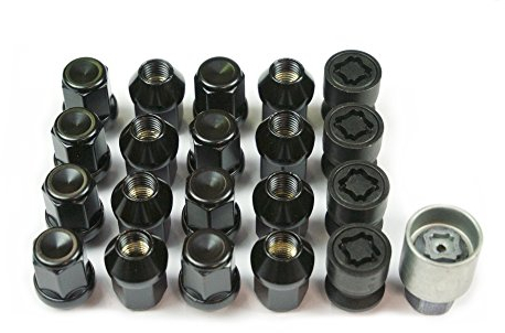 Felgenschloss & Radmuttern im Set - M12x1,5 - Kegel 60° - SW19