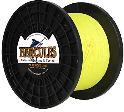 HERCULES Braided Fishing Line 1500m 1640yds 10lbs-200lbs Pe Superline 8 Strands (Fluorescent Yellow 200lb/90.7kg 0.75mm)