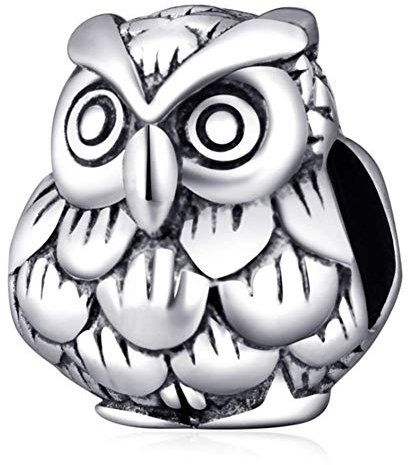 Eulen-Charm, 925er Sterlingsilber, Glücksbringer, Vogel für Pandora-Charm-Armband (B)
