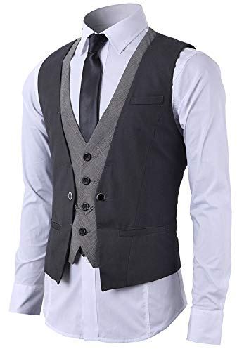 STTLZMC Mode Gilet Hommes Costume Veste sans Manches Business Casual Mariage