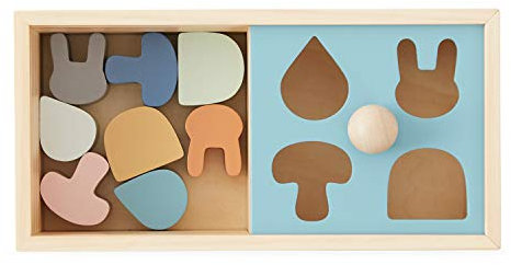 OYOY Mini Wooden Puzzle Box Motorik Spielzeug - Formen-Sortierspiel Baby Kinder Holz Natur Pastell