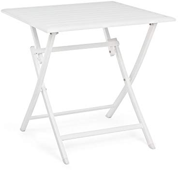 Klappbarer Outdoor-Tisch aus weißem Aluminium ELIN 70x70x h71 cm