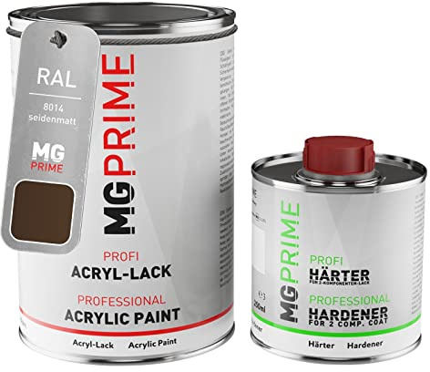 RAL 8014 Brun sépia/Sepia brown mat satiné peinture acrylique 1,5 Litres / 1500 ml durcisseur inclus