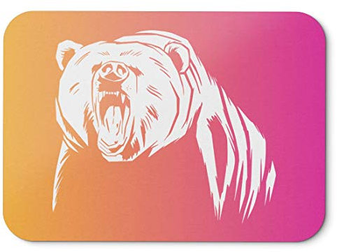 BLAK TEE Angry Grizzly BearMouse Pad 18 x 22 cm in 3 Colours Pink Yellow