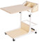 soges Beistelltisch Pflegetisch Hochverstellbarer Computertisch Laptoptisch PC Notebook Tisch Laptopständer Notebookständer mit Rollen und Stauraum für kleinen Artikeln,Weiß Ahorn