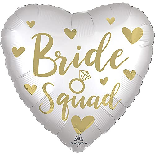 Amscan Bride Squad Herz Folienballon 45,7 cm - Weiß Gold 4175001 | Dekoration Geschenk Hochzeit