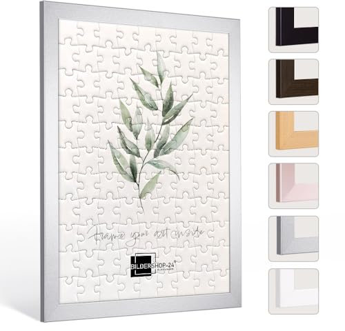 Bildershop-24 Puzzlerahmen London für Puzzle ca. 500-1000 Teile 49x68cm 68x49cm Silber mit Acrylglas