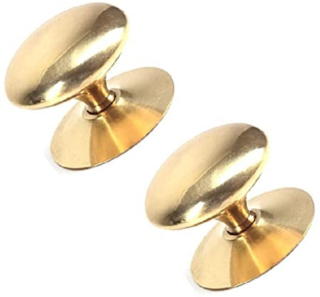 TERF® 35mm Traditional Victorian Polished Brass Cabinet Door Knobs 35mm Chest Drawer Cupboard Kitchen Wardrobe Door Pull Handle Knobs with Fixing Screw for Use Home and Office - Pack of 2