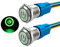Aiqeer 2 Stück 16 mm Rastend Druckschalter, 12V / 24V 5A Auto Zündung Starter Schalter, IP67 Wasserdichter Edelstahl Druckschalter, mit Vorverdrahteter Steckdose (Grün LED)