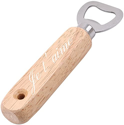 Décapsuleur bois personnalisé avec texte gravé - Gravure sur ce décapsuleur et son manche bois – Cadeau homme personnalisé : Noel, anniversaire, Fête Pères