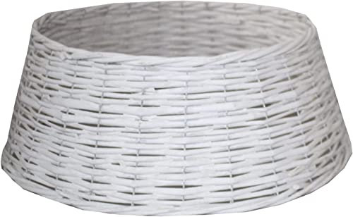 TIENDA EURASIA - Pie Arbol Navidad, Cubre Pie Arbol de Navidad Mimbre, Decoracion Navideña y Elegante, Cesta de Mimbre para Pie de Arbol de Navidad (45 x 20 x 55 cm, Blanco)