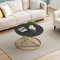 Beistelltisch Modern Wohnzimmertisch Marmor Couchtisch Marmorplatte Rund Couchtisch Schwarz und Gold für Wohnzimmer, Schlafzimmer, Büro, Balkon, 1 Stück, φ 80 cm